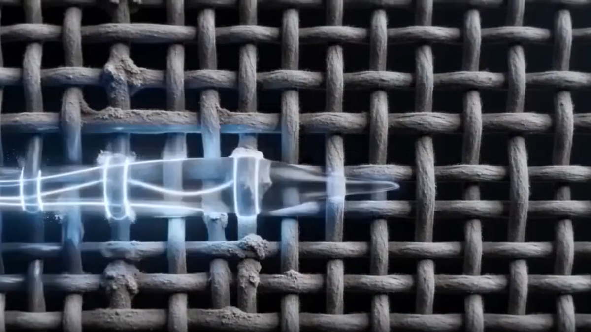 Screen Magic formula moving across dusty screen mesh